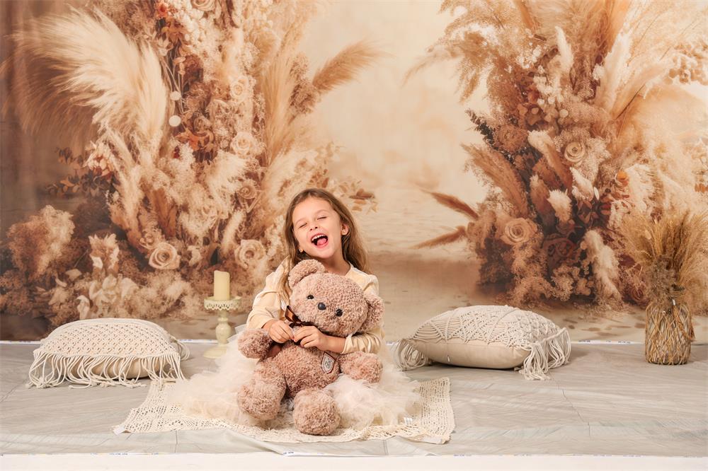 Kate Beige Boho Dried Flower Arch Backdrop Designed by Mandy Ringe Photography