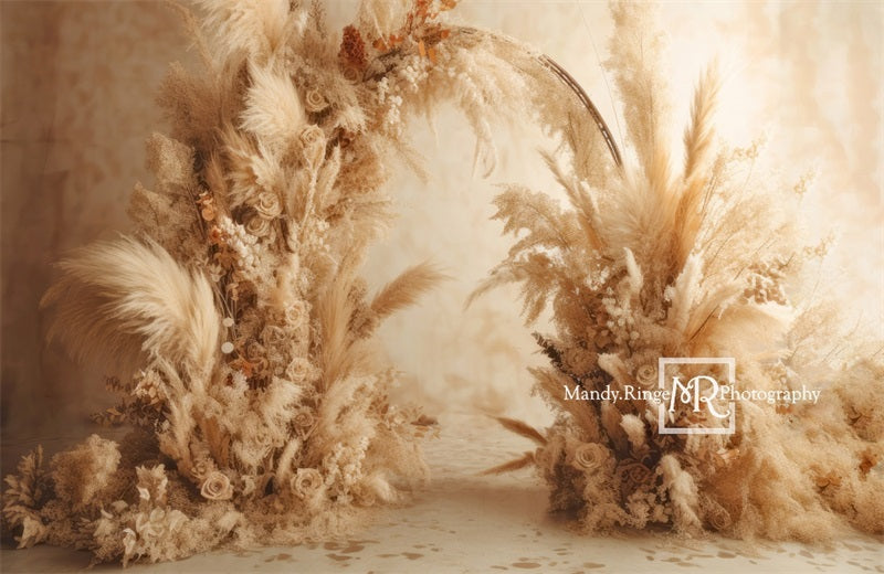 Kate Beige Boho Dried Flower Arch Backdrop Designed by Mandy Ringe Photography -UK