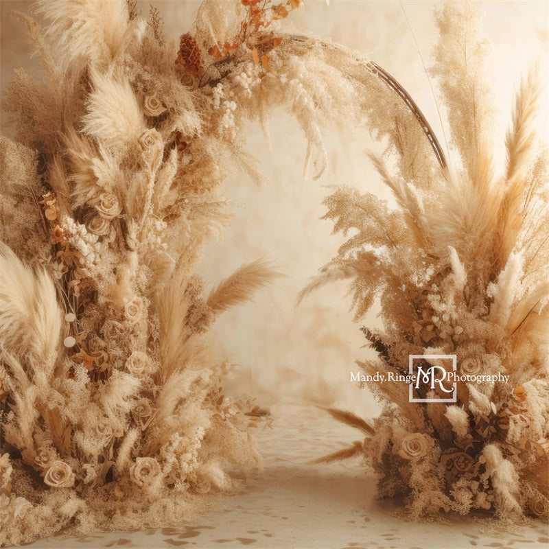 Kate Beige Boho Dried Flower Arch Backdrop Designed by Mandy Ringe Photography -UK
