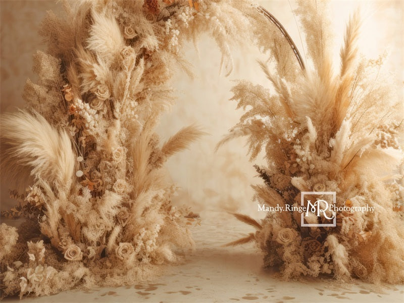 Kate Beige Boho Dried Flower Arch Backdrop Designed by Mandy Ringe Photography -UK