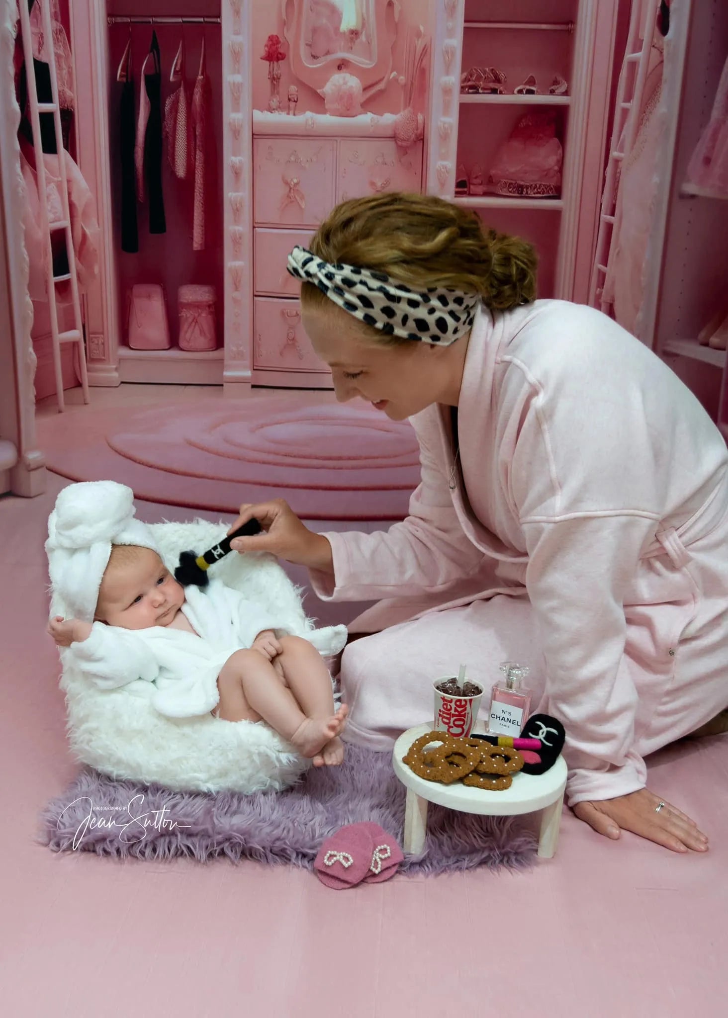 Kate Princess Fashion Doll Fantasy Pink Room Wardrobe Fleece Backdrop Designed by Chain Photography -UK