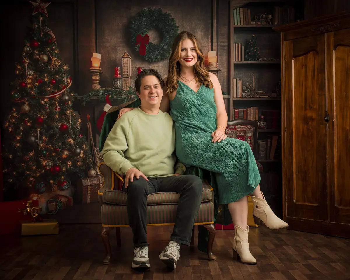 Kate Christmas Tree Fireplace Santa Warm House Fleece Backdrop for Photography -UK