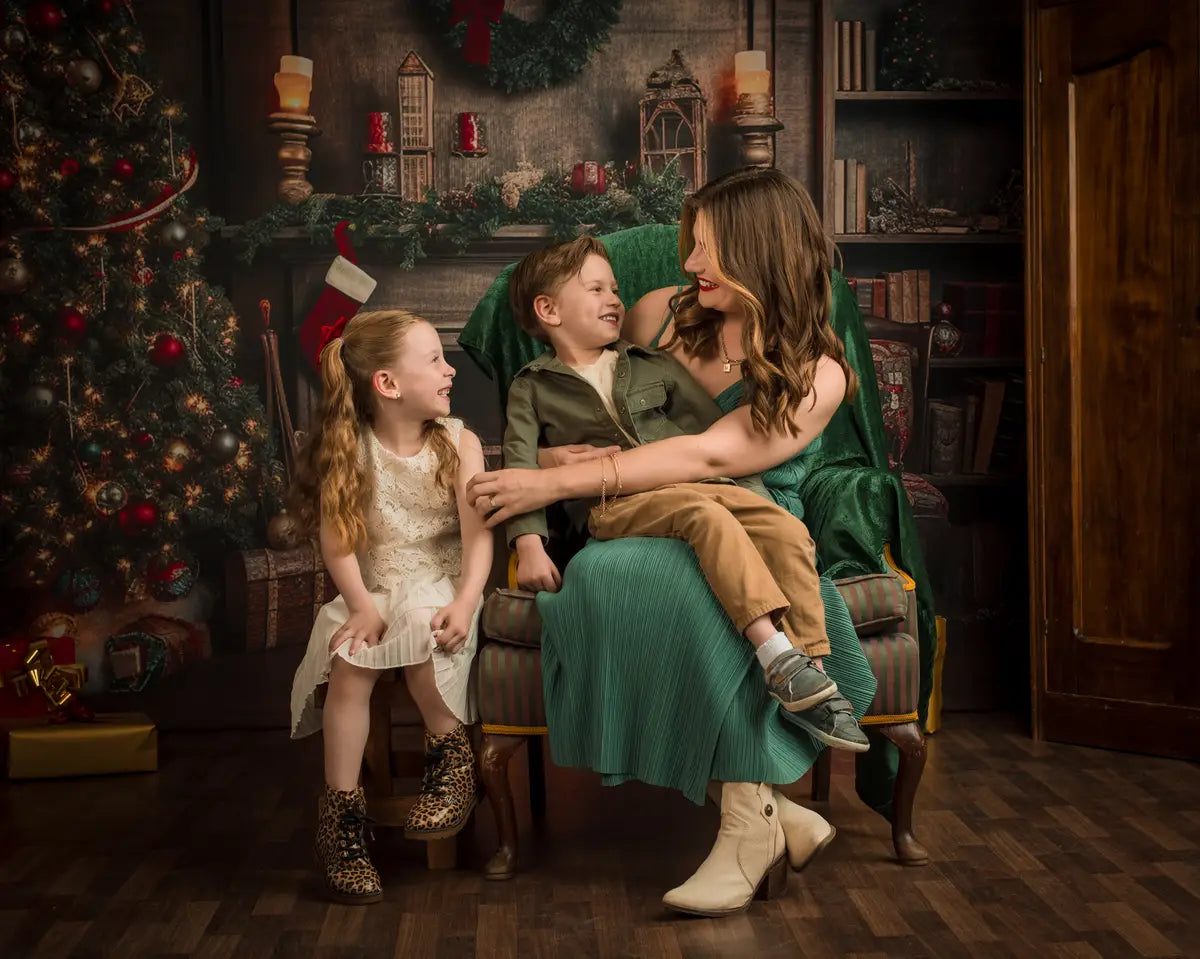 Kate Christmas Tree Fireplace Santa Warm House Fleece Backdrop for Photography -UK