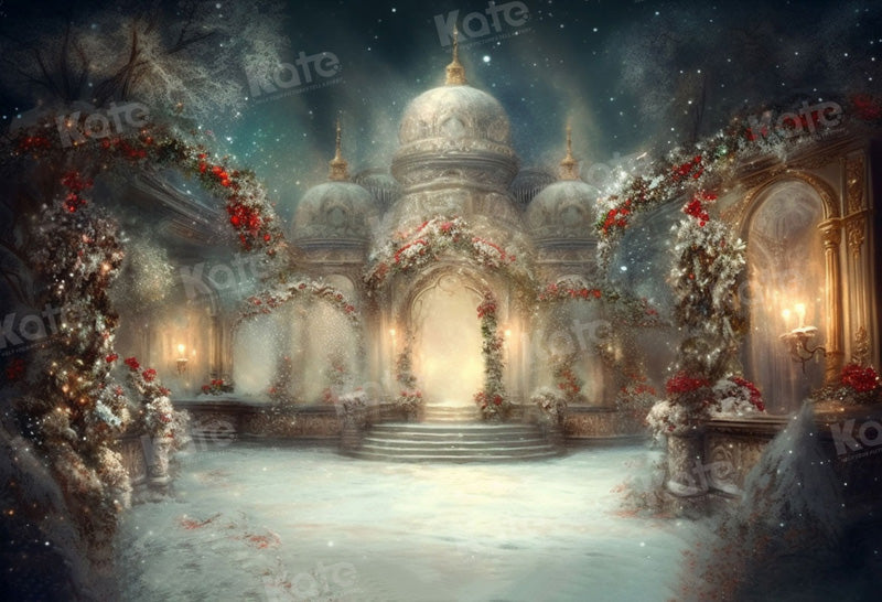 Kate Christmas Snow Building Light Festival Backdrop for Photography -UK
