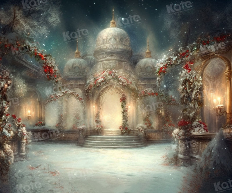Kate Christmas Snow Building Light Festival Backdrop for Photography -UK