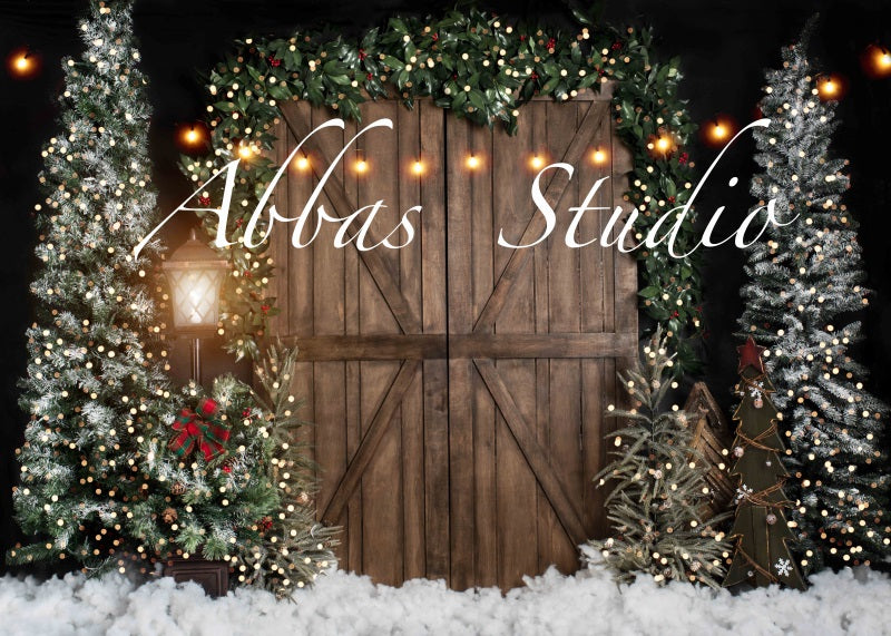 Kate Christmas Night Barn Door Lights Backdrop Designed by Abbas Studio