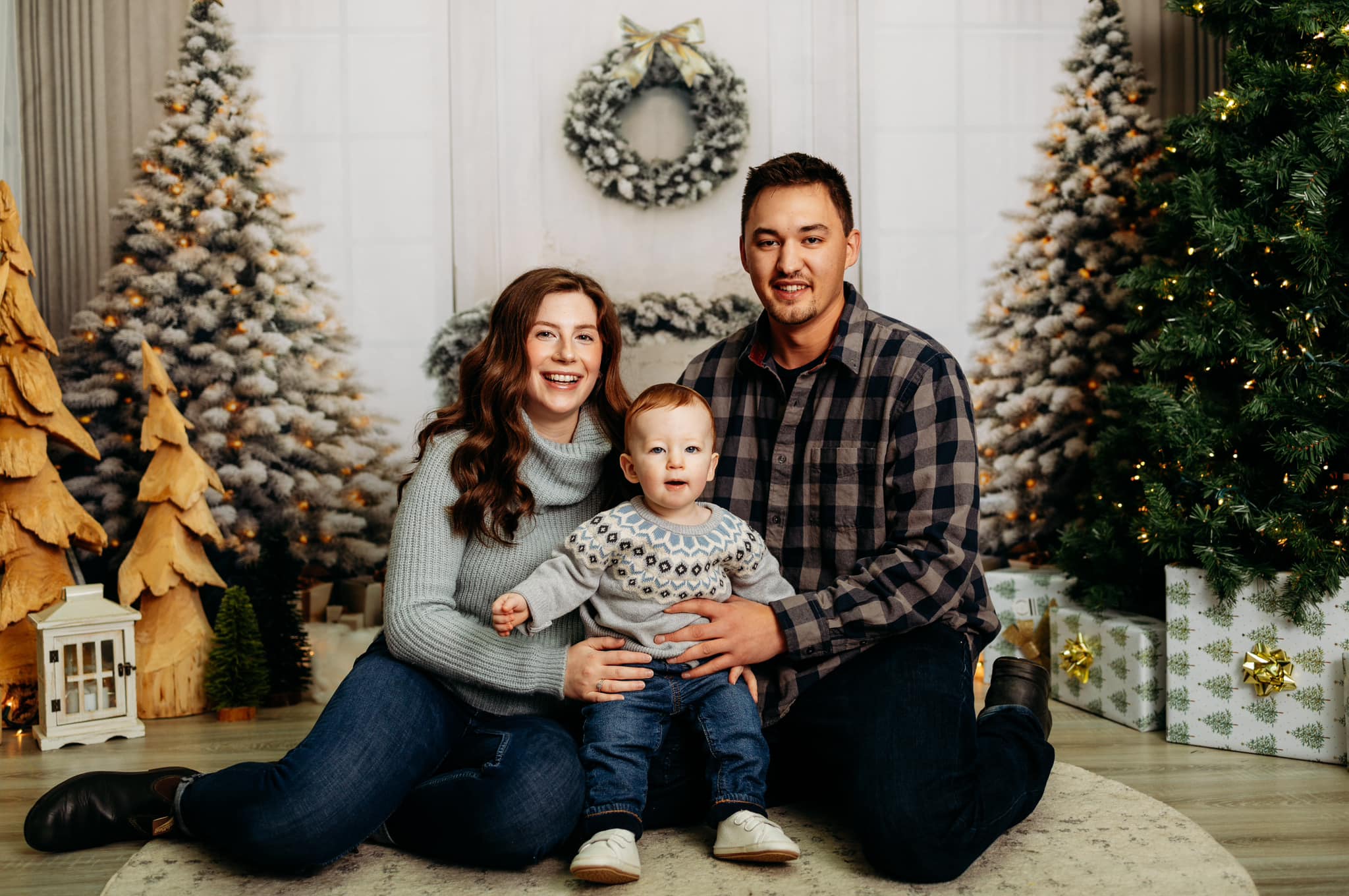 Kate Christmas Elegant Fireplace Tree Window Backdrop Designed by Chain Photography -UK