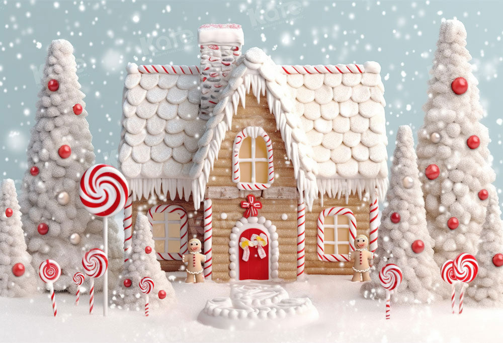 Kate Christmas Winter Snow Candy House Backdrop Designed by Chain Photography