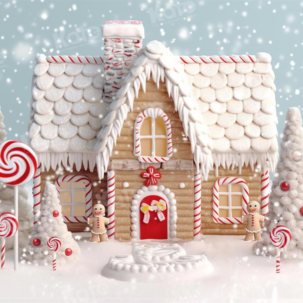 Kate Christmas Winter Snow Candy House Backdrop Designed by Chain Photography