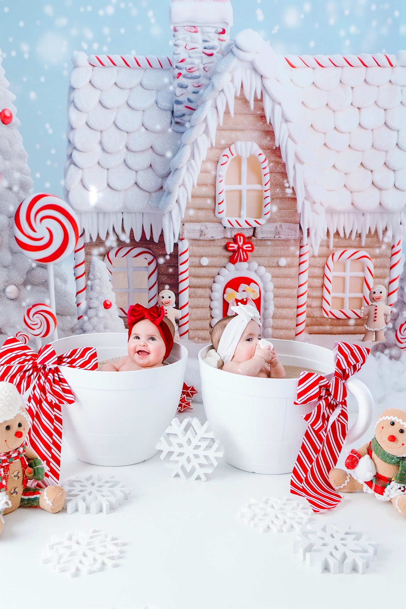 Kate Christmas Winter Snow Candy House Backdrop Designed by Chain Photography