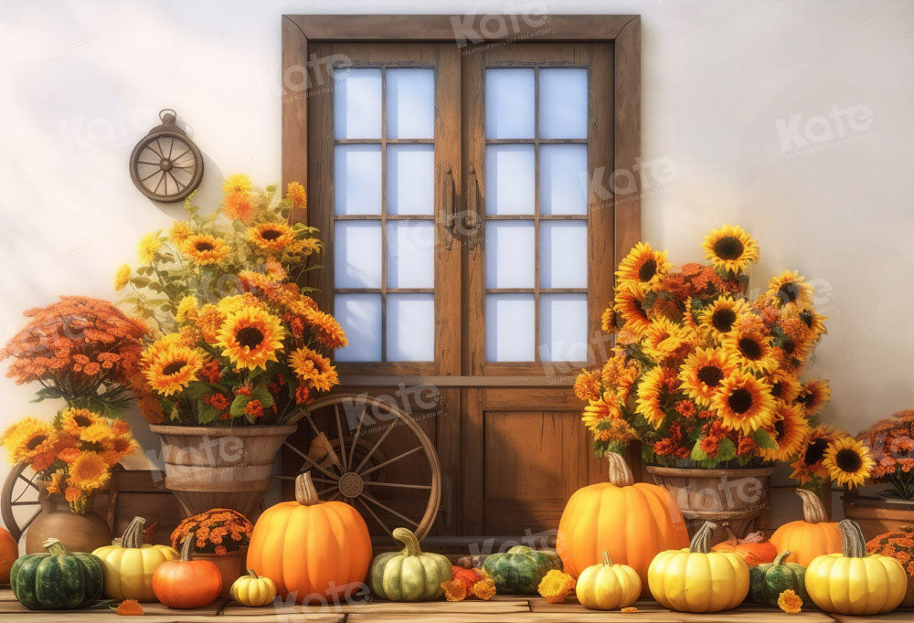 Kate Autumn Pumpkin Sunflower Backdrop Designed by Chain Photography -UK