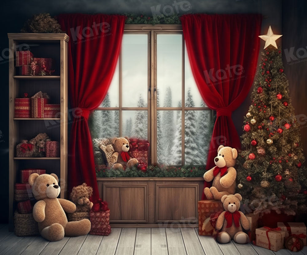 Kate Christmas Room Teddy Bear Window Backdrop Designed by Chain Photography -UK