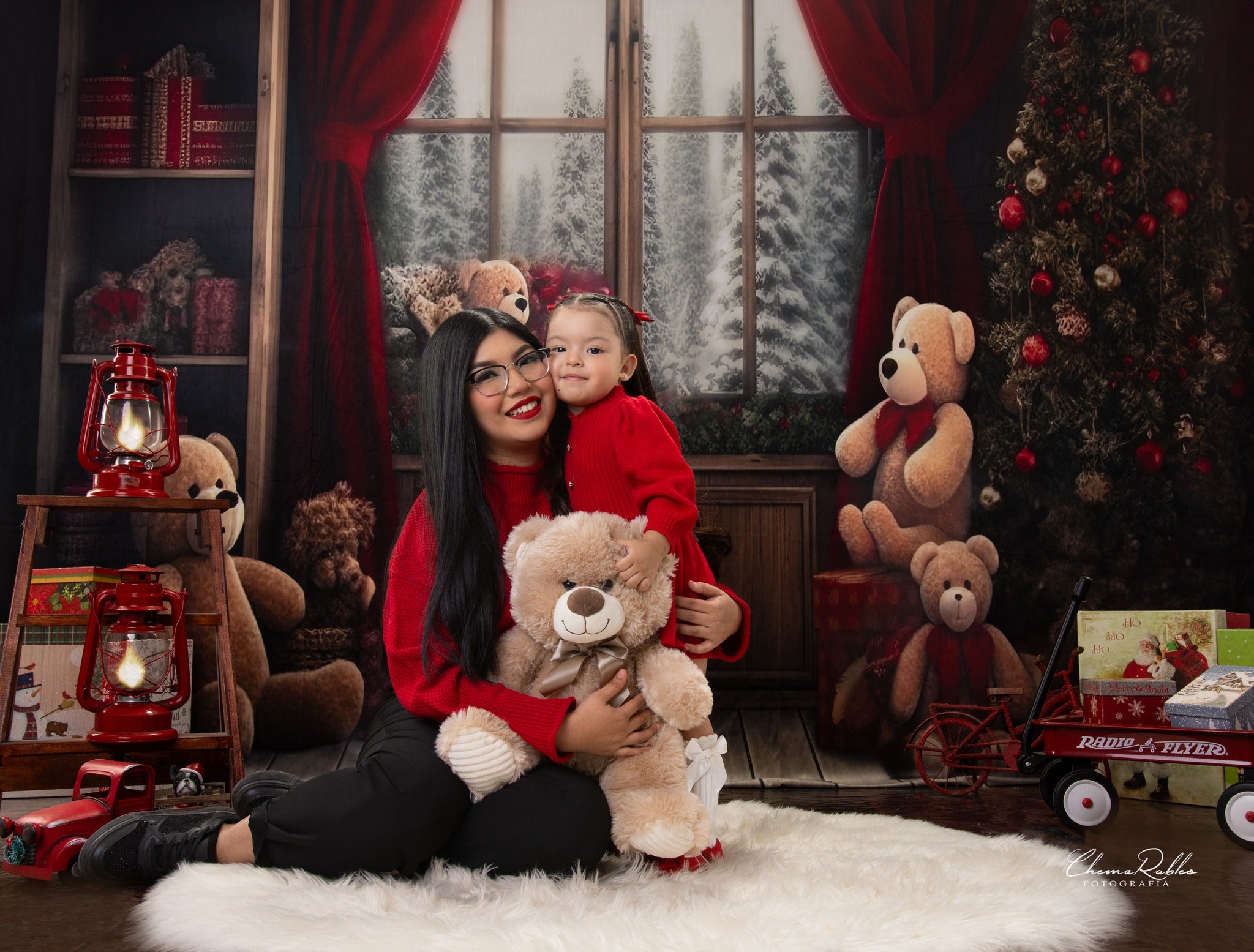 Kate Christmas Room Teddy Bear Window Backdrop Designed by Chain Photography -UK