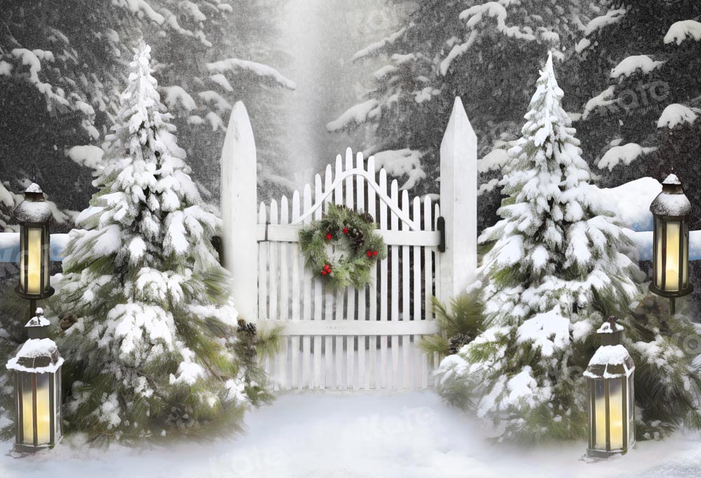 Kate Christmas Snowy Garden Trees Backdrop Designed by Chain Photography -UK