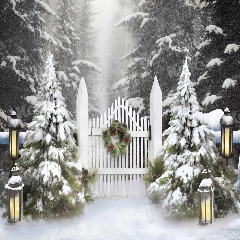 Kate Christmas Snowy Garden Trees Backdrop Designed by Chain Photography -UK