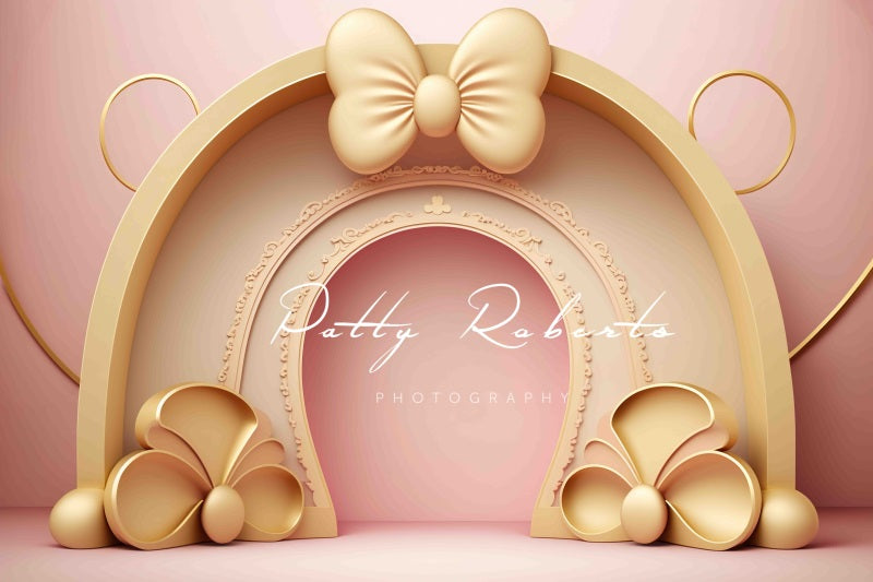 Kate Golden Pink Bow Cake Smash Backdrop Designed by Patty Robert -UK