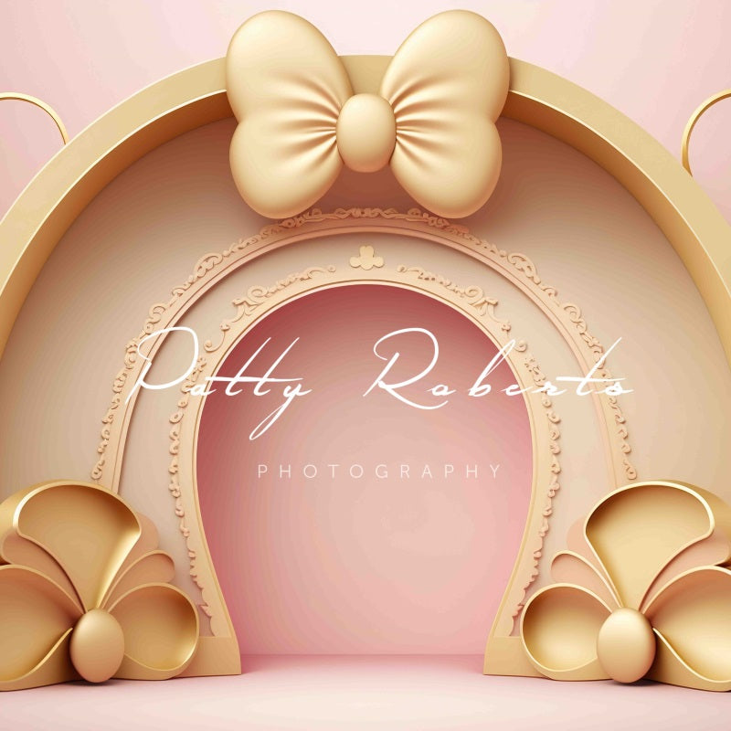 Kate Golden Pink Bow Cake Smash Backdrop Designed by Patty Robert -UK