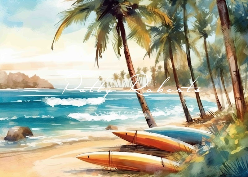 Kate Summer Surfing Beach Sea Backdrop Designed by Patty Robert -UK