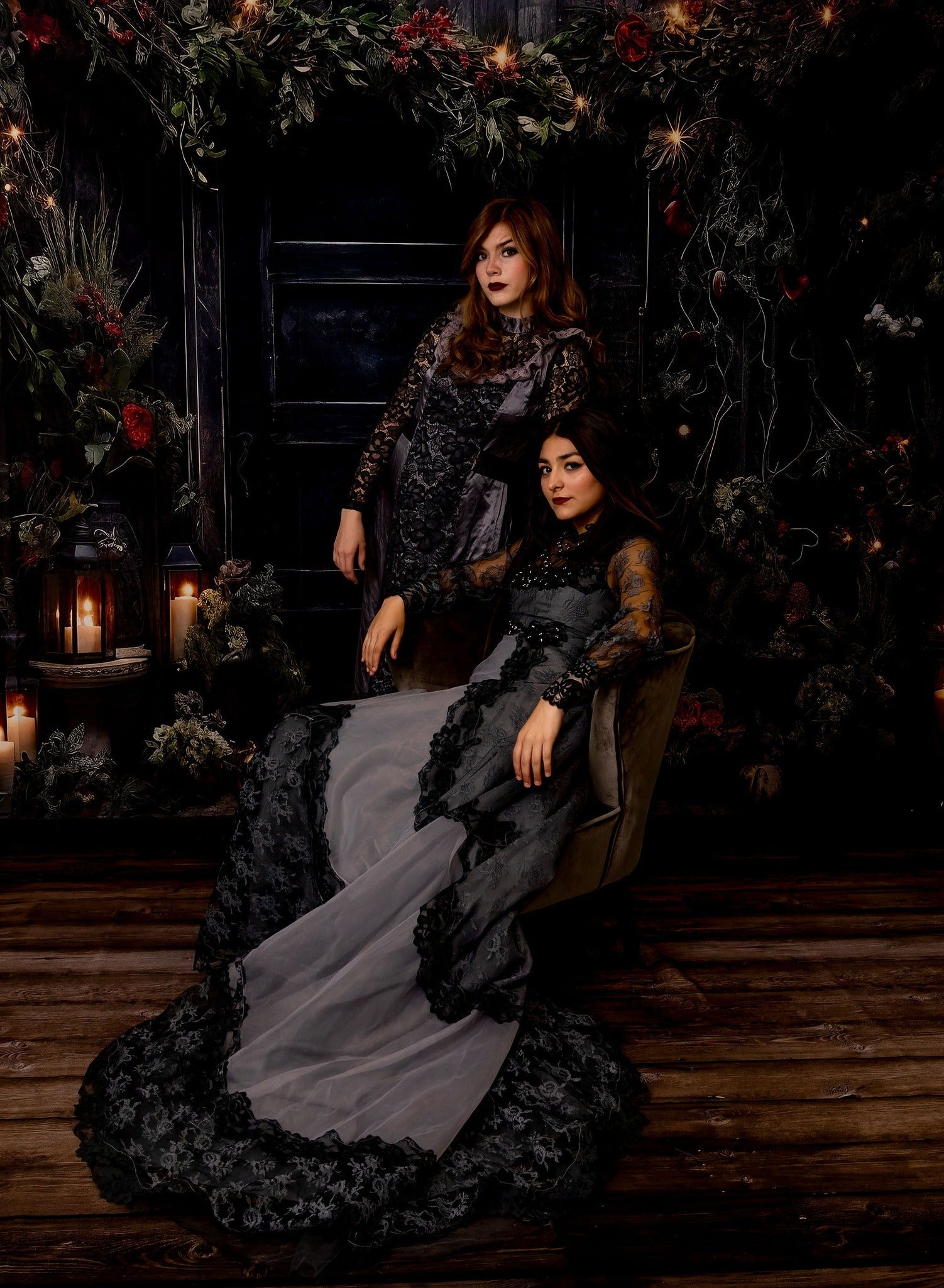 Kate Christmas Holly Black Door Backdrop Designed by Angela Marie Photography -UK