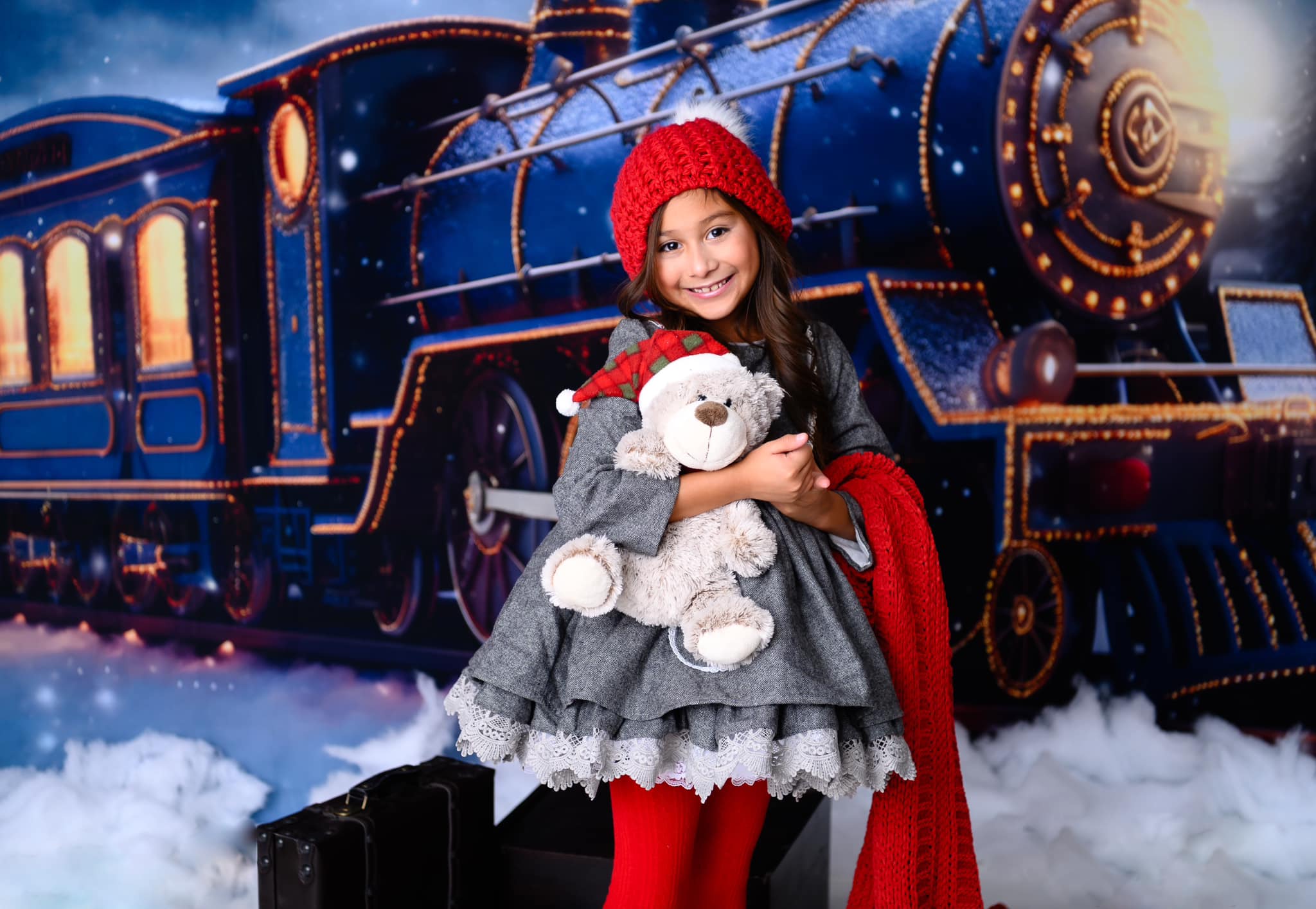 Kate Christmas Train Snowy Night Backdrop for Photography -UK