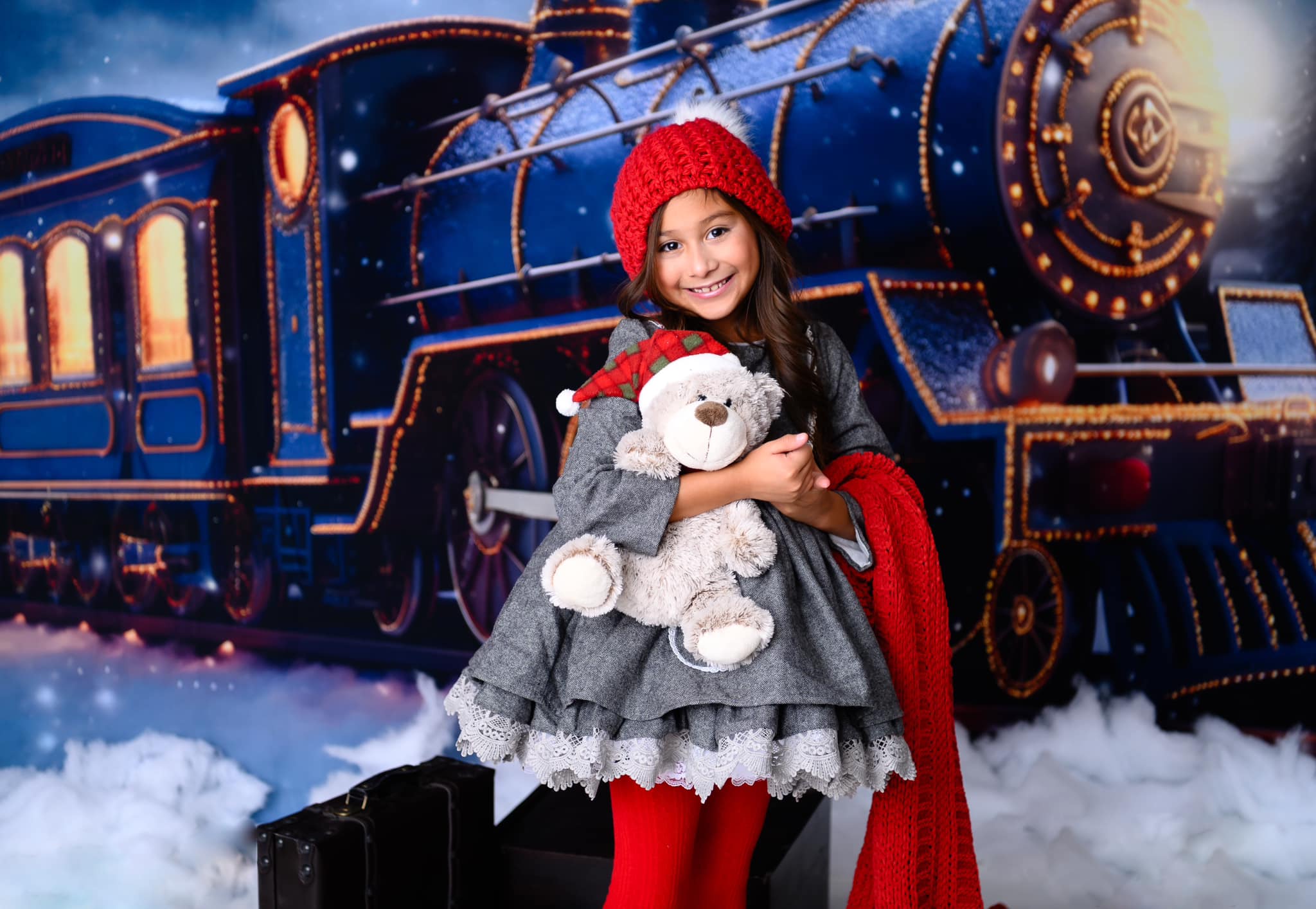 Kate Christmas Train Snowy Night Backdrop for Photography