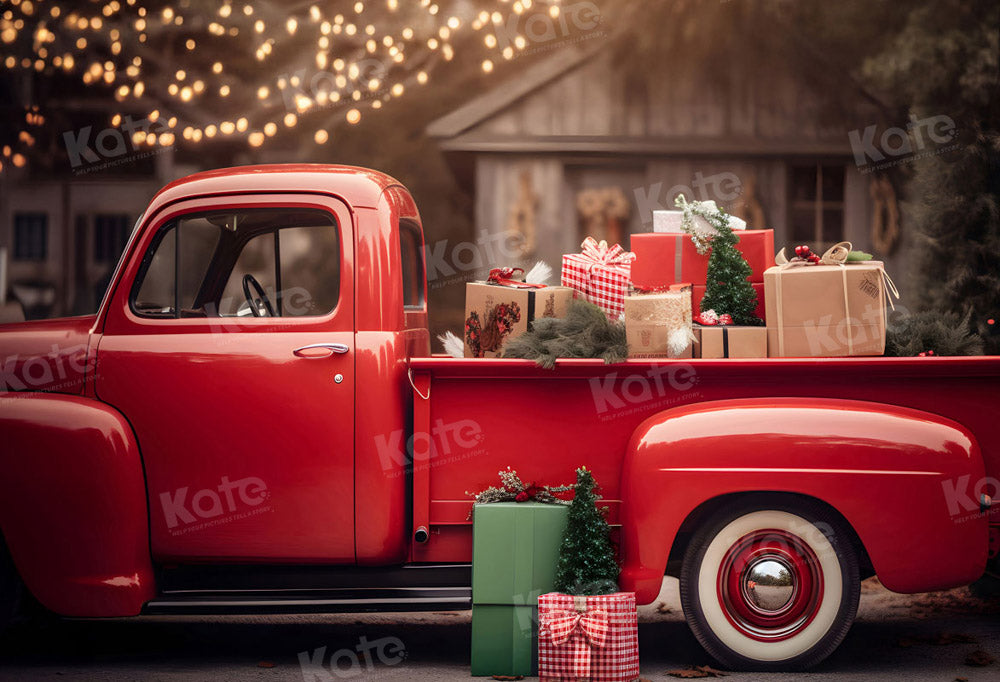 Kate Christmas Gift in Red Car Backdrop for Photography