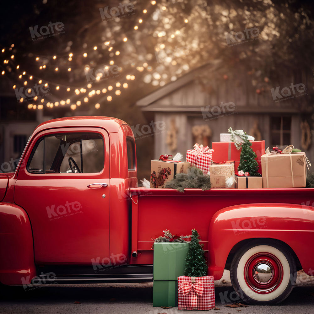 Kate Christmas Gift in Red Car Backdrop for Photography