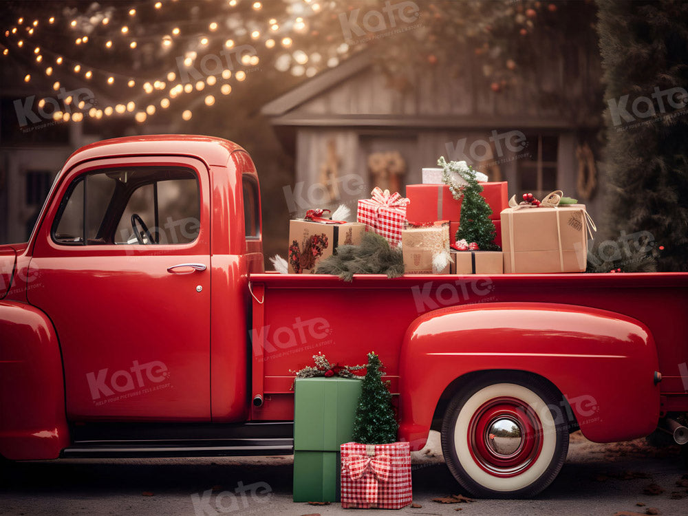 Kate Christmas Gift in Red Car Backdrop for Photography