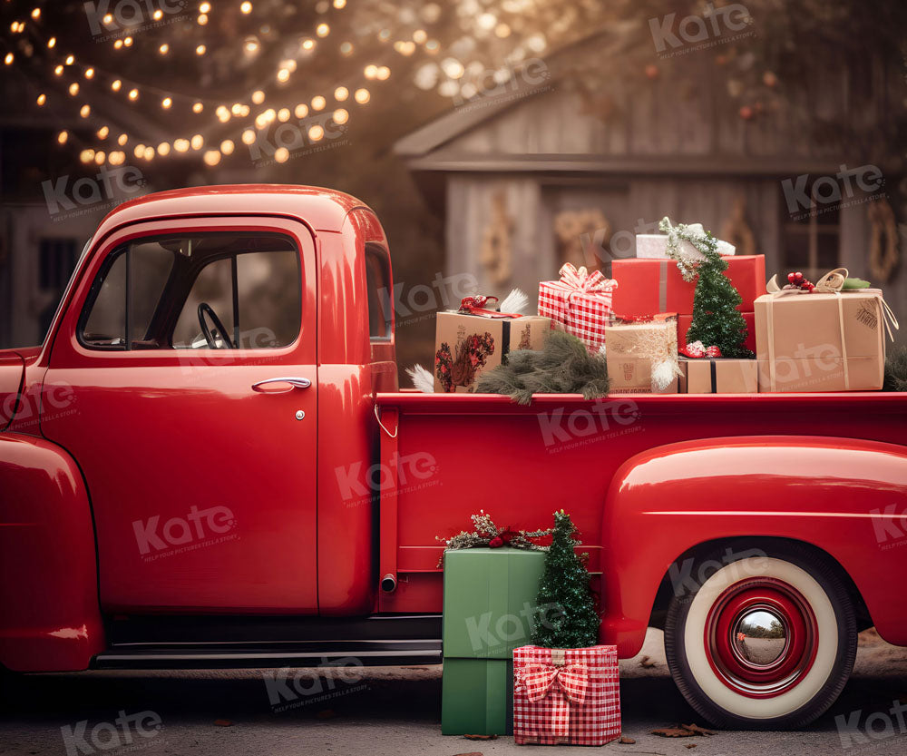 Kate Christmas Gift in Red Car Backdrop for Photography