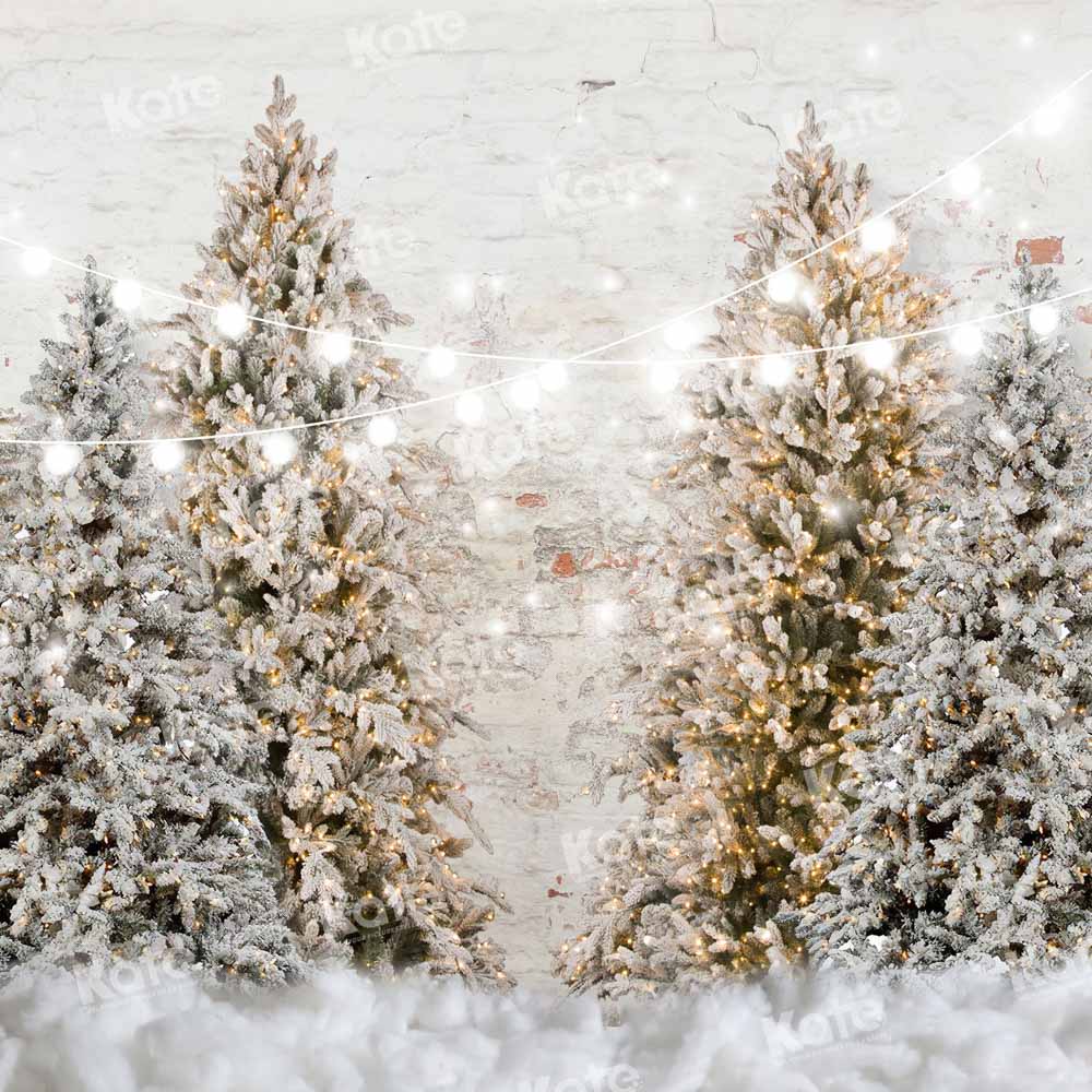 Kate Christmas Trees Snowy Garden Wall Backdrop for Photography