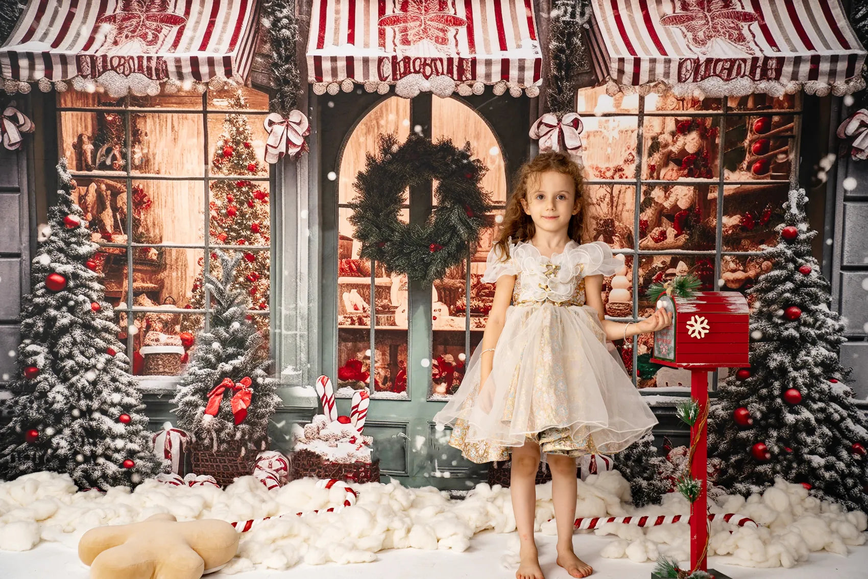 Kate Christmas Gift Store in Snow Fleece Backdrop for Photography -UK