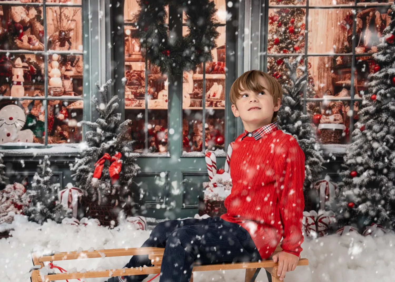 Kate Christmas Gift Store in Snow Fleece Backdrop for Photography -UK