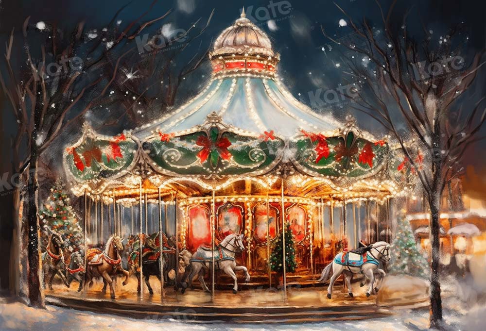 Kate Christmas Carousel Backdrop Designed by Chain Photography -UK