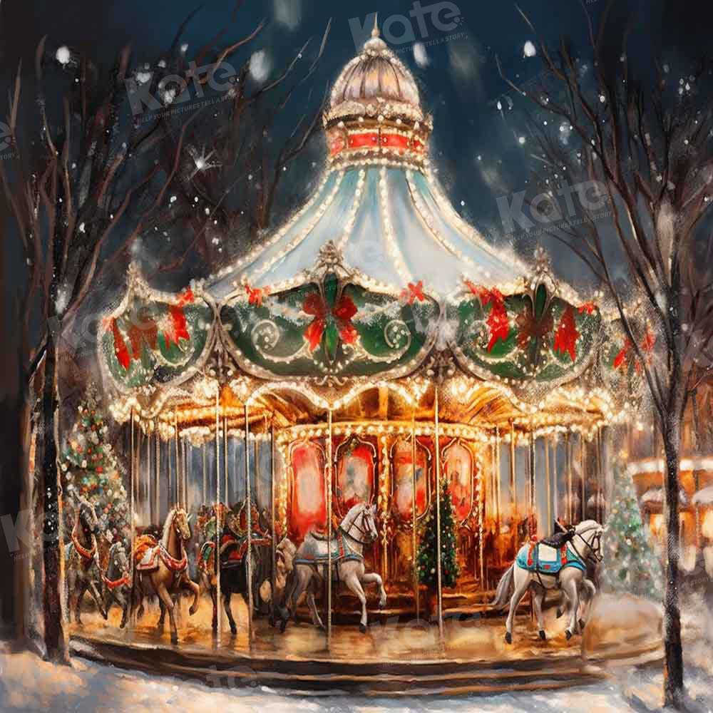 Kate Christmas Carousel Backdrop Designed by Chain Photography -UK