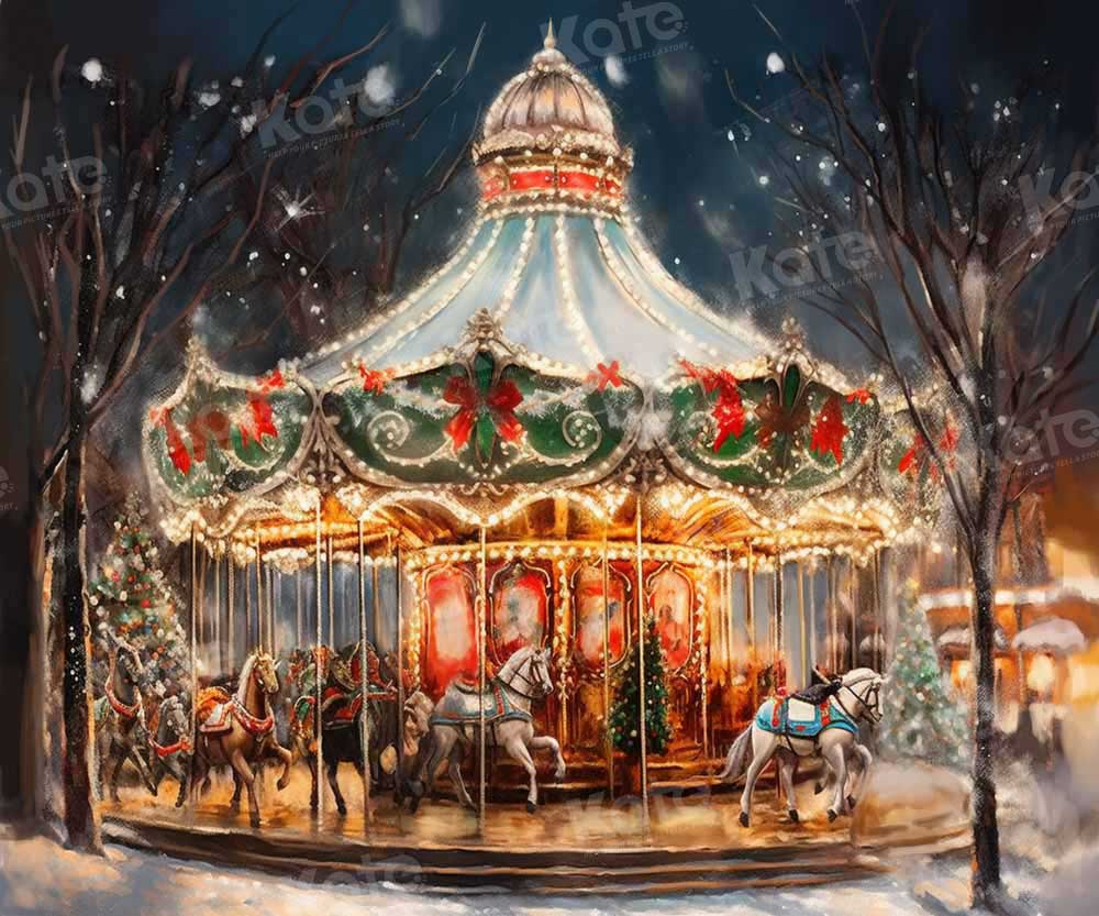 Kate Christmas Carousel Backdrop Designed by Chain Photography -UK