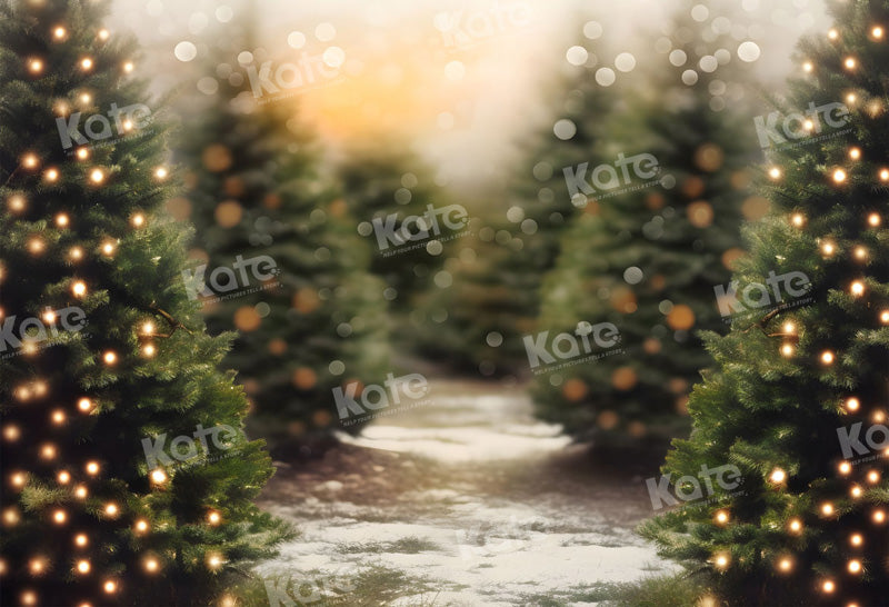 Kate Christmas Outdoor Trees Snow Backdrop for Photography