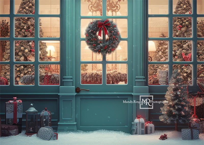 Kate Blue Christmas Storefront Backdrop Designed by Mandy Ringe Photography -UK