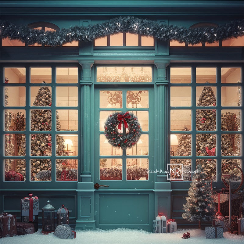 Kate Blue Christmas Storefront Backdrop Designed by Mandy Ringe Photography -UK