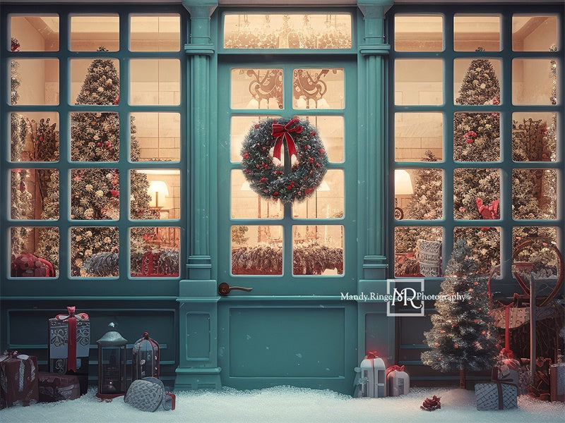 Kate Blue Christmas Storefront Backdrop Designed by Mandy Ringe Photography -UK