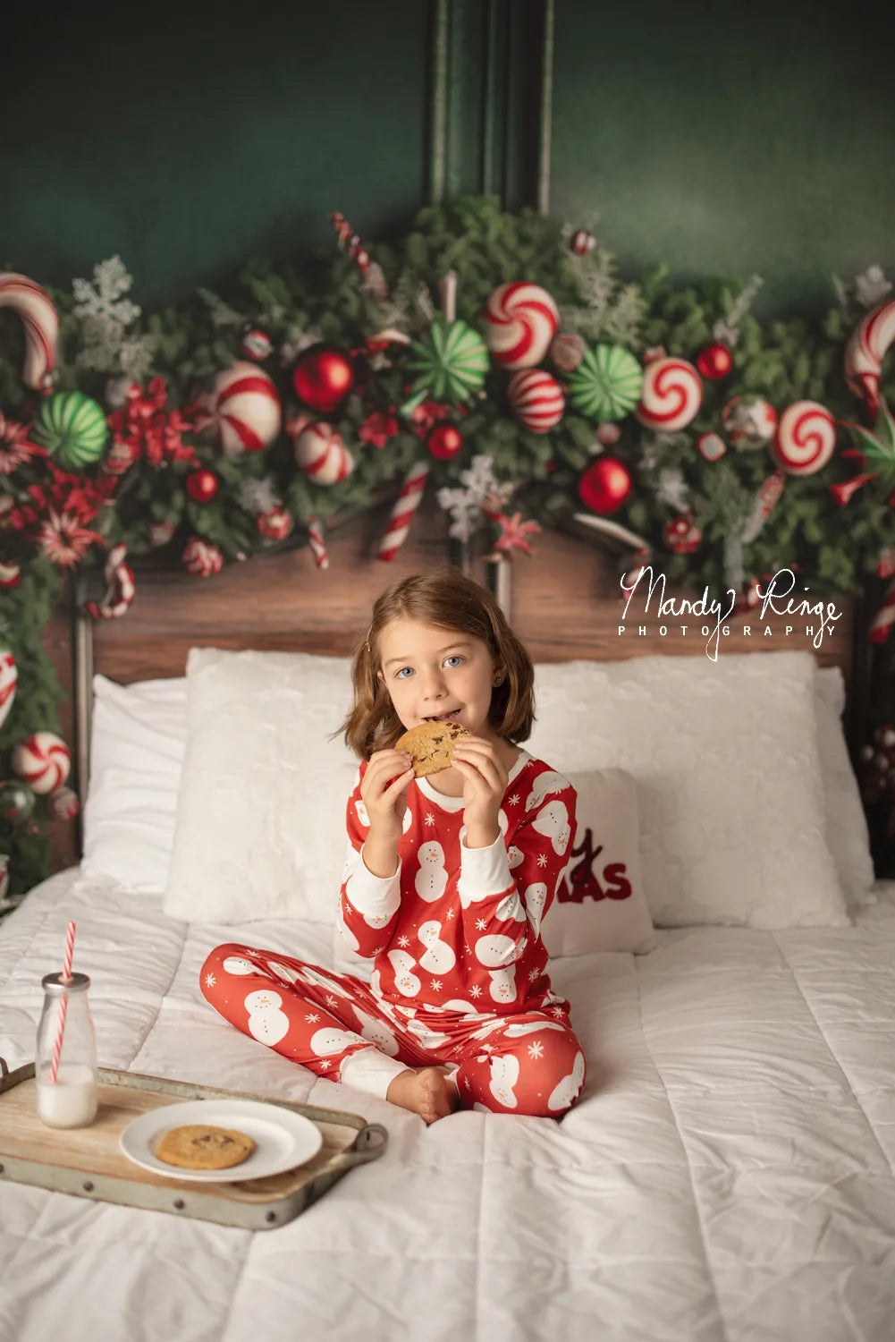 Kate Christmas Candy Cane Headboard Fleece Backdrop Designed by Mandy Ringe Photography -UK
