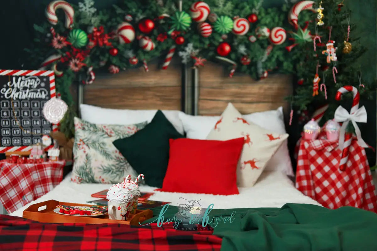 Kate Christmas Candy Cane Headboard Fleece Backdrop Designed by Mandy Ringe Photography -UK