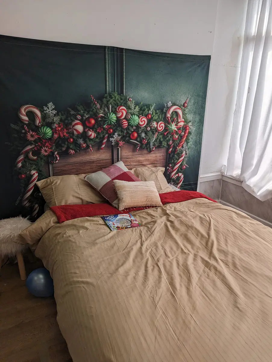 Kate Christmas Candy Cane Headboard Fleece Backdrop Designed by Mandy Ringe Photography -UK