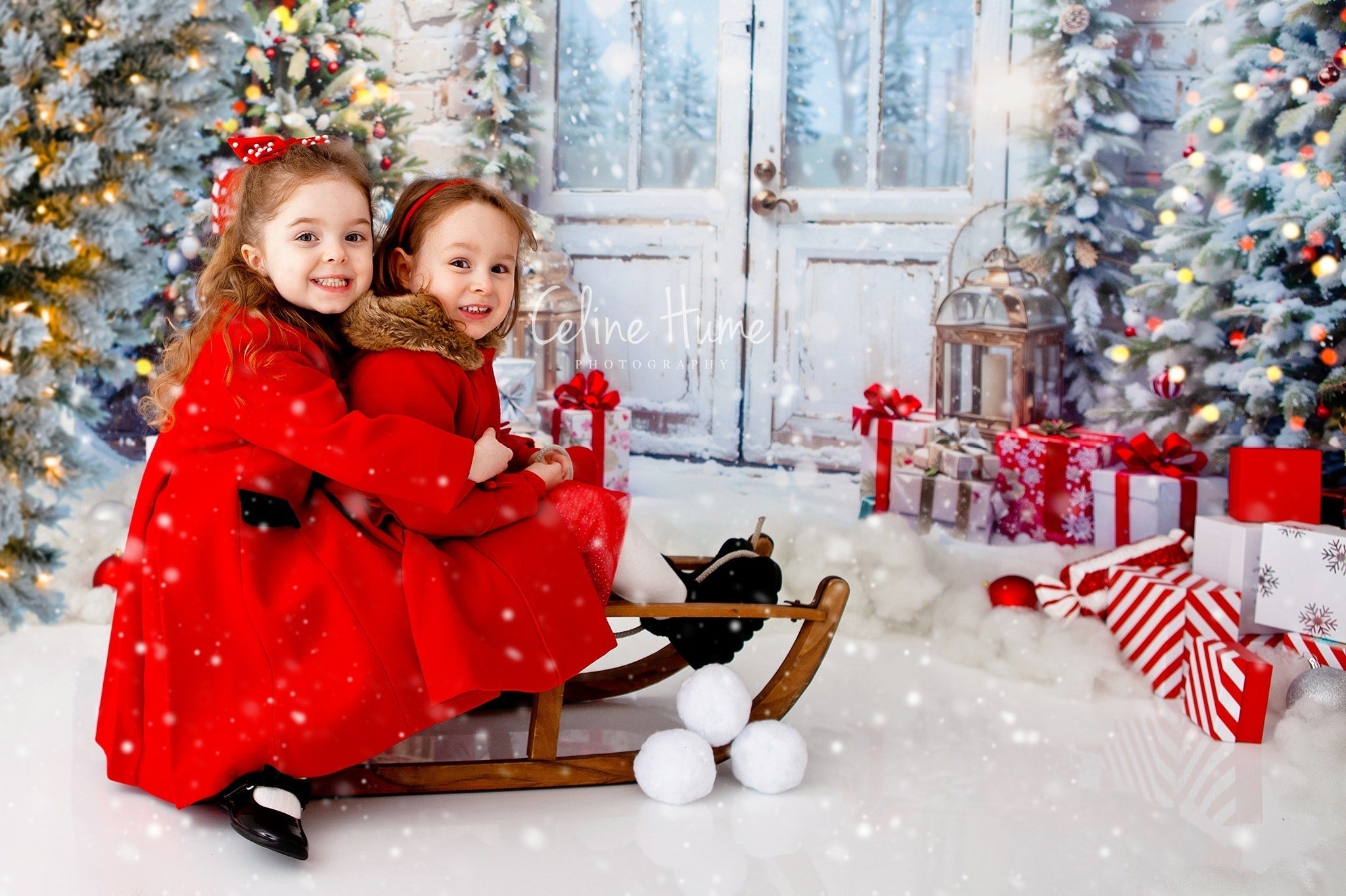 Kate Christmas Snow Tree Door Fleece Backdrop Designed by Emetselch -UK