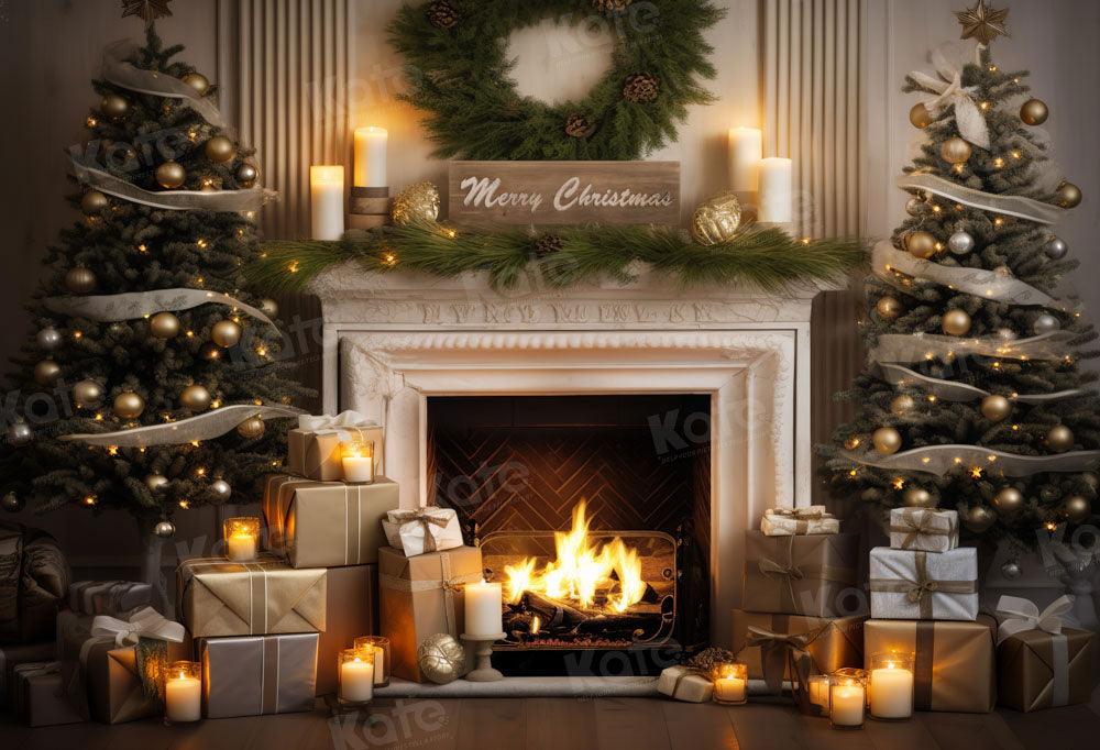 Lightning Deals Kate Merry Christmas Fireplace Gift Tree Backdrop Designed by Emetselch -UK