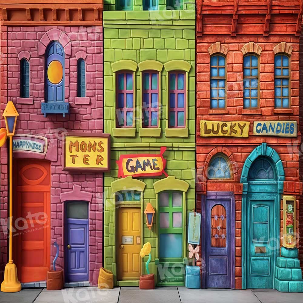 Kate Colorful Red Green Game House Backdrop Designed by Chain Photography -UK