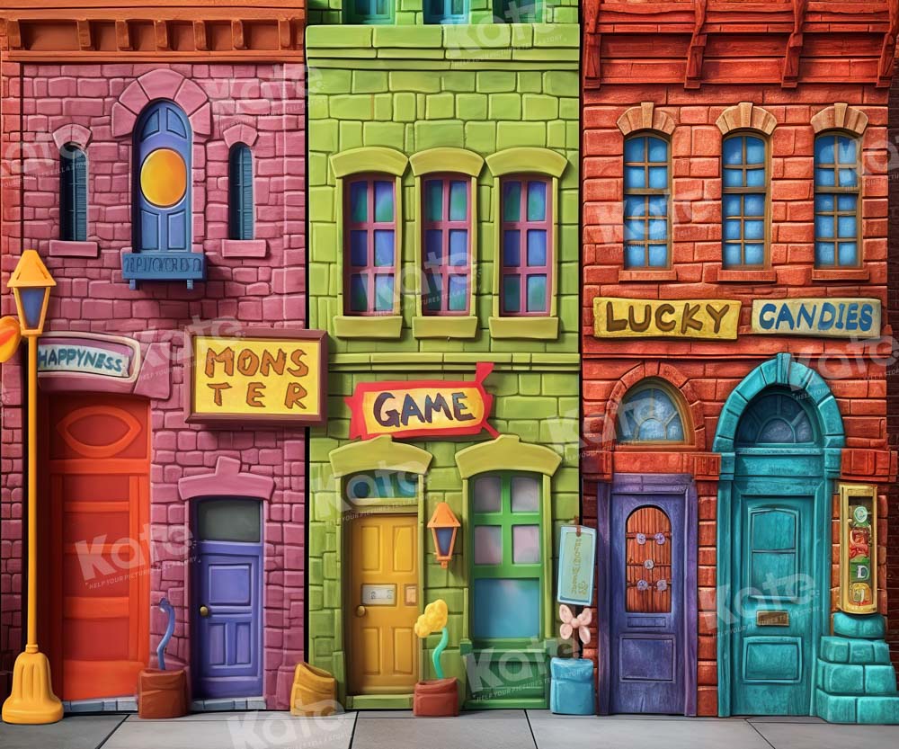 Kate Colorful Red Green Game House Backdrop Designed by Chain Photography -UK