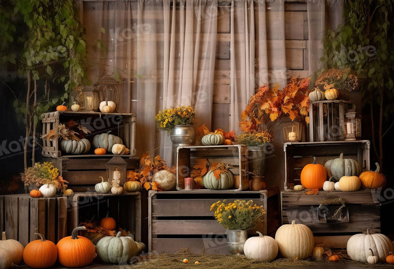 Kate Autumn Pumpkin Curtain Backdrop for Photography -UK