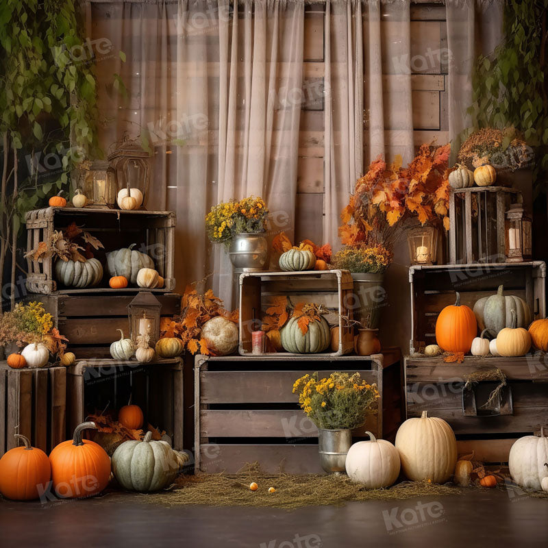 Kate Autumn Pumpkin Curtain Backdrop for Photography -UK