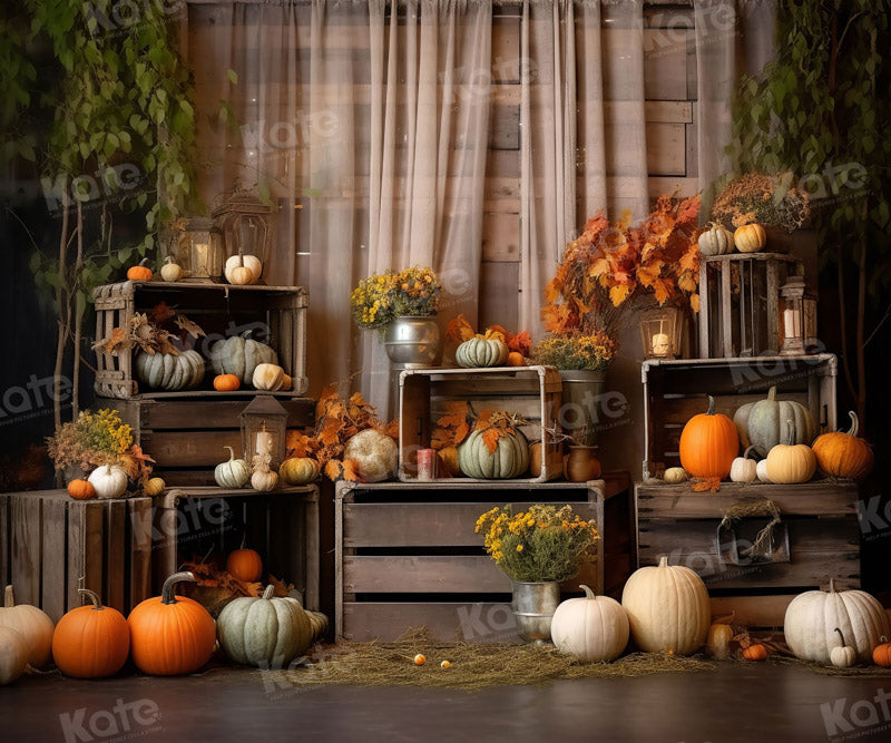 Kate Autumn Pumpkin Curtain Backdrop for Photography -UK