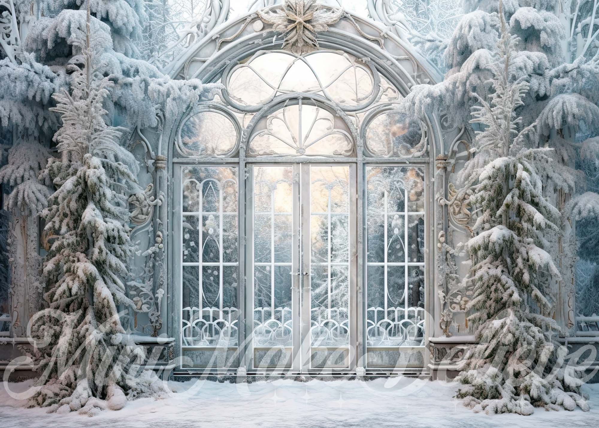 Kate Christmas Forest Estate Gate Winter Backdrop Designed by Mini MakeBelieve -UK